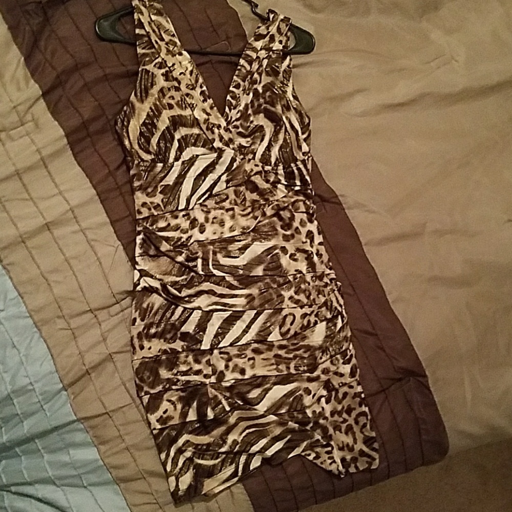 Zebra leopard fitted dress